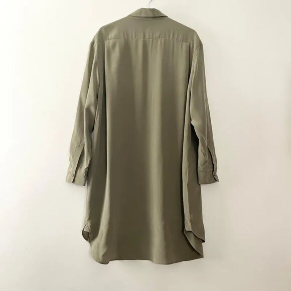 AllSaints Alex Silk Shirt Tunic Dress Olive Green Black Applique UK 10 US 6 - Picture 15 of 16